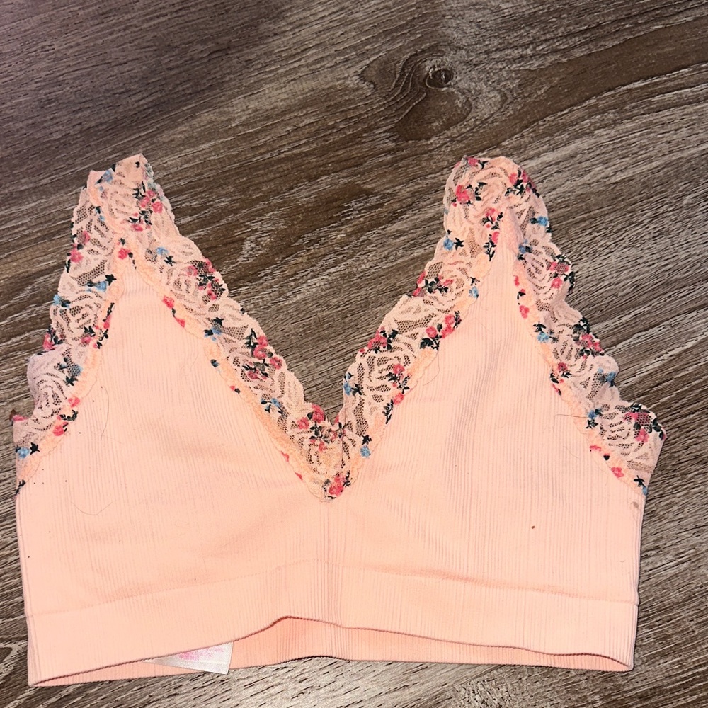 PINK Victoria's Secret Peach Lace Trim Bralette